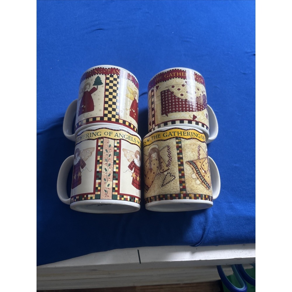 Sakura A Gathering of Angels Debbie Mumm Coffee Cup 1997 12 oz Mug Set of 4